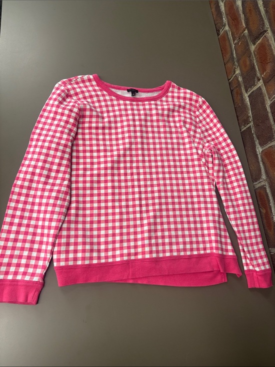 Talbots Sweaters - Talbots Pink and White Gingham Pullover Sweater